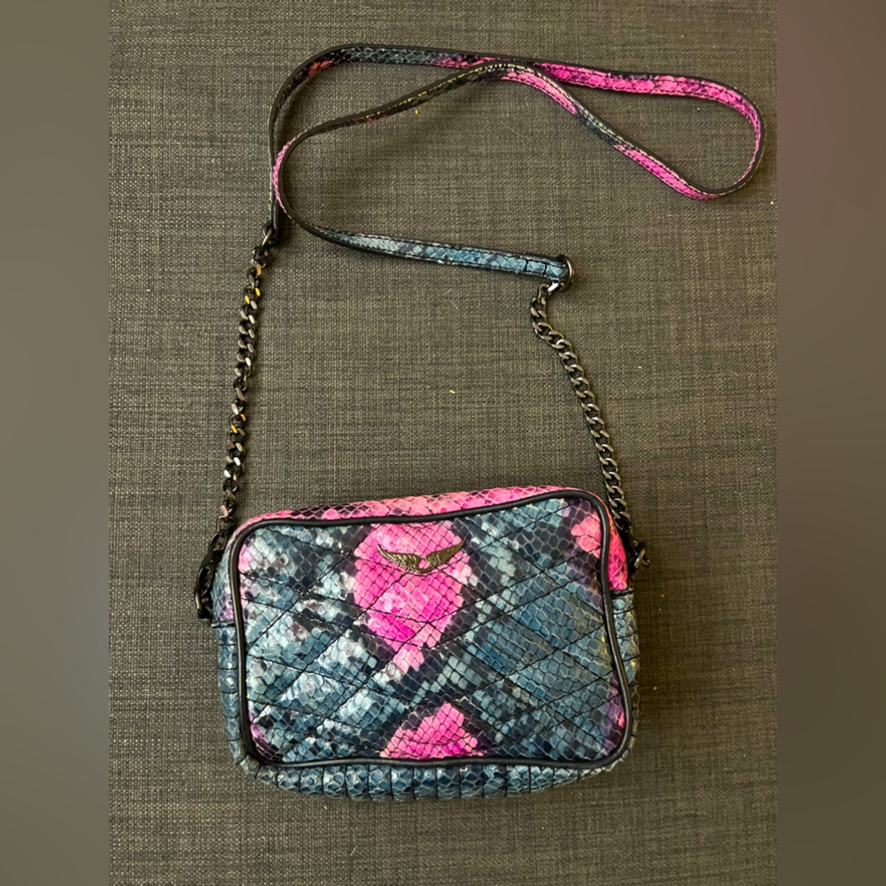 Zadig & Voltaire small leather purse with chain strap.